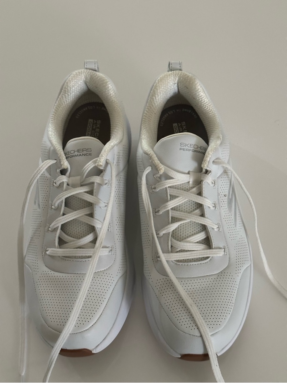 Skechers White Perforated Lace-Up Sneakers
